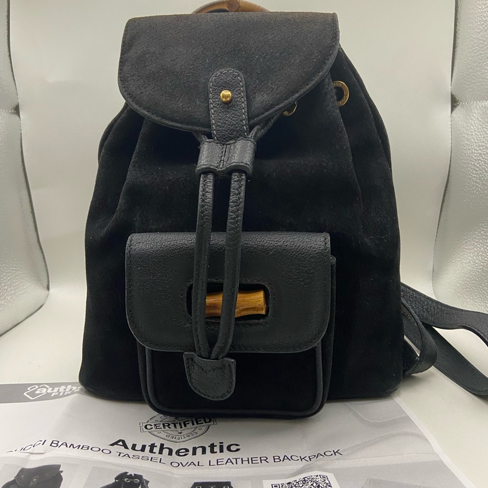 Gucci Bamboo Tassel oval leather backpack